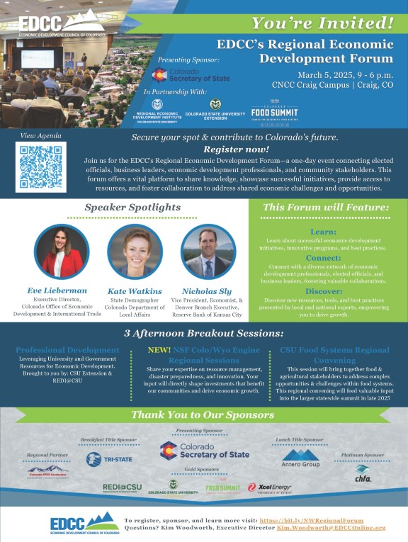 EDCC’s Northwest Colorado Regional Economic Development Forum flyer image